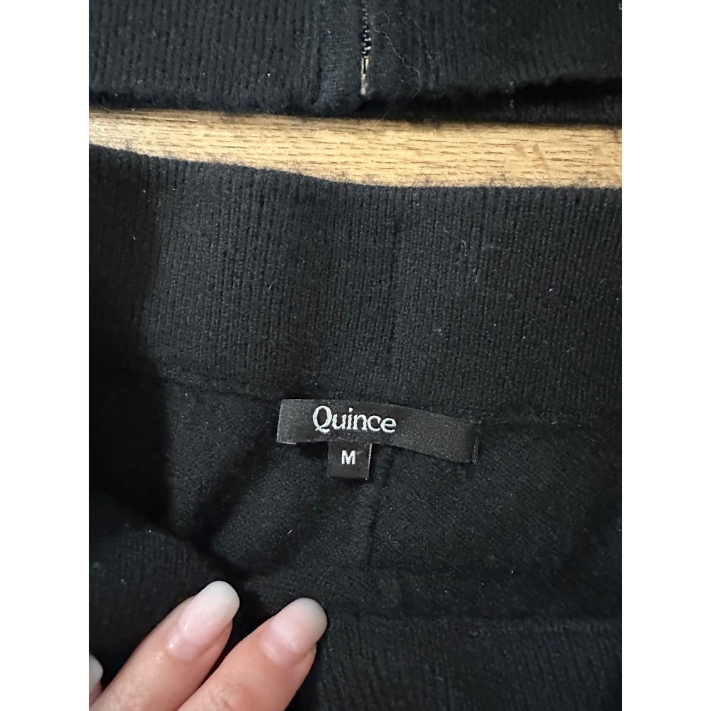 Quince 100% Cashmere Black Hoodie Jogger Lounge Set Women's Medium 2 Pc - Picture 2 of 3